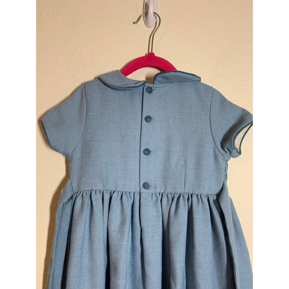 Vintage LVLI & Me Dress Smocked Y2K 90s 80s Fit Flare Party Blue Girls Size 4 - Picture 4 of 8